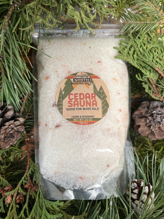 Clear Ziplock Top Pouch Bag filled with salt. Kraft Label.